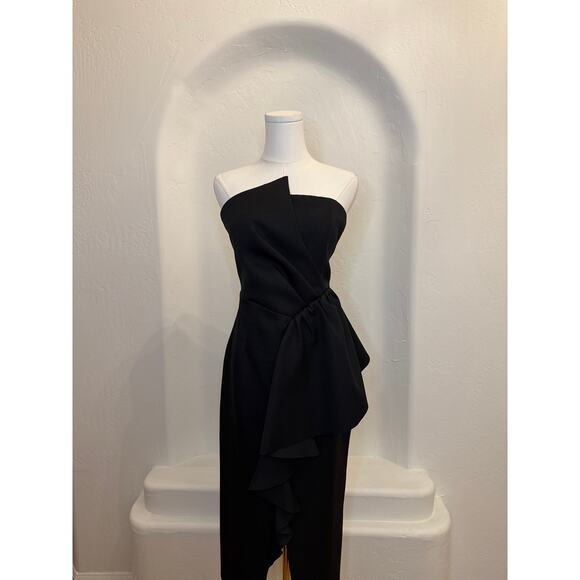 Elliatt Black Strapless Reception Cascade Ruffle Strapless  Dress – Size M - Picture 4 of 8